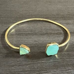 BYCILA Aqua Chalcedony Gold Plated Adjustable Bracelet